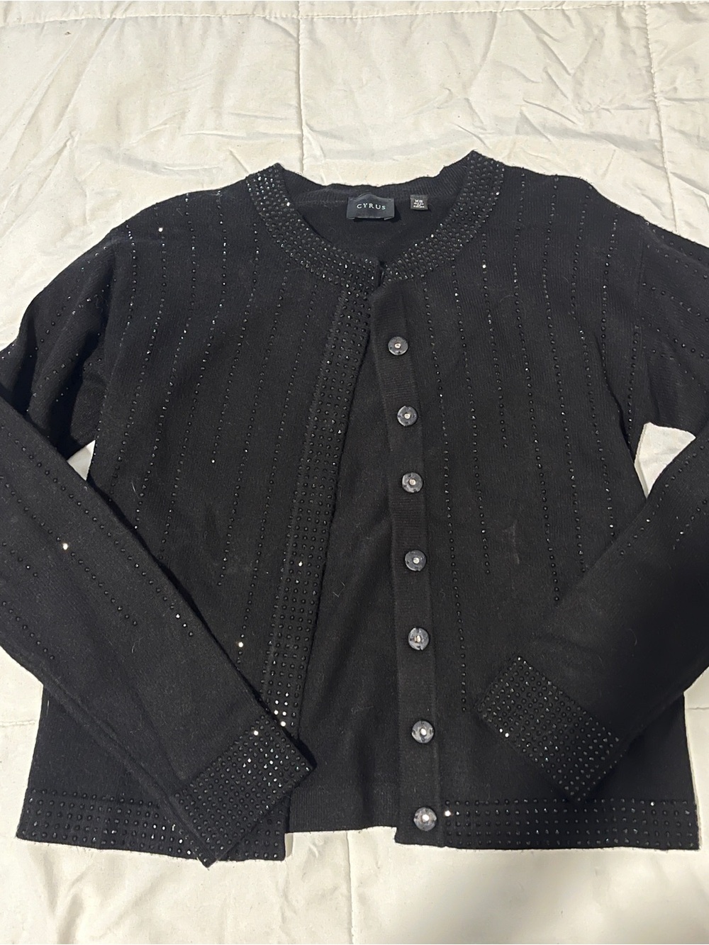 Cyrus Black Rhinestone Cardigan